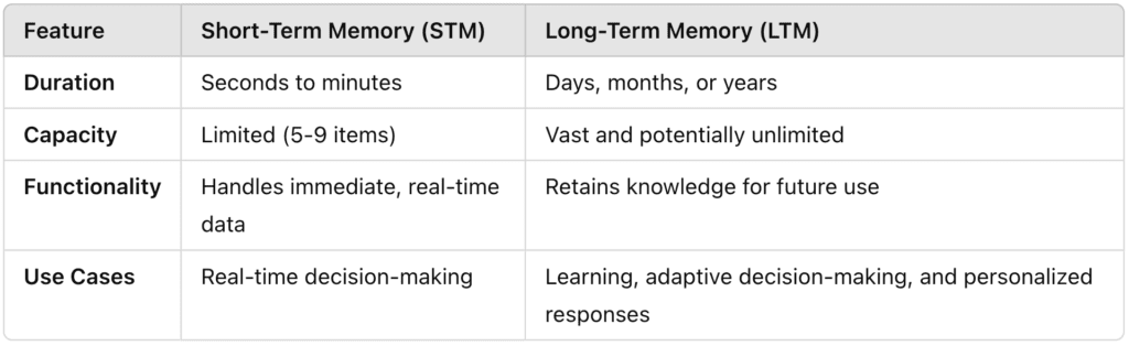 Key Differences Between STM and LTM
