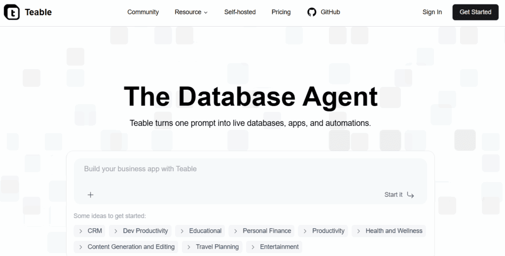 Teable homepage