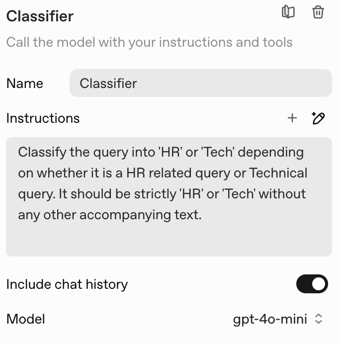 Configuring instructions and model