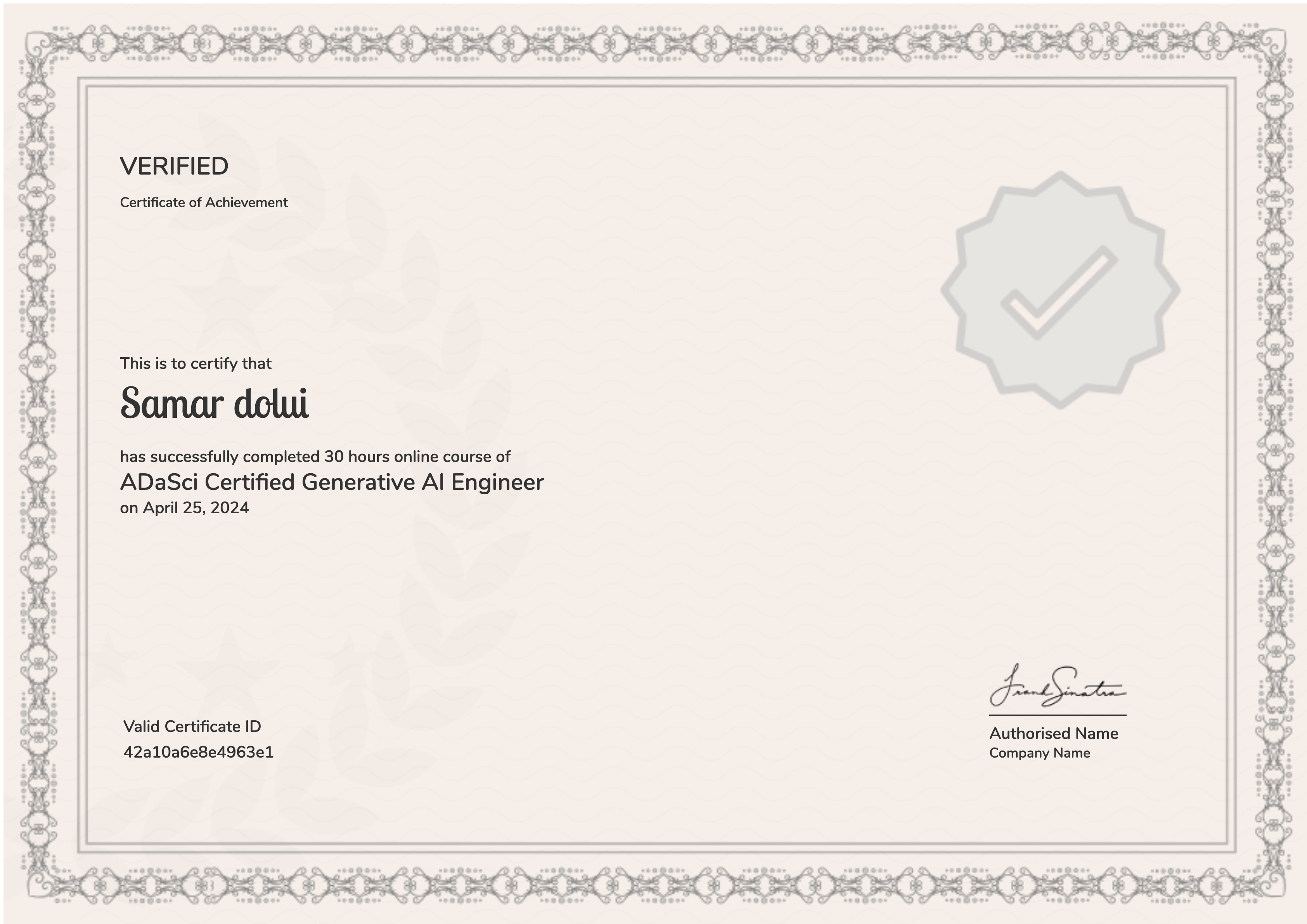 ADaSci Certified Generative AI Engineer