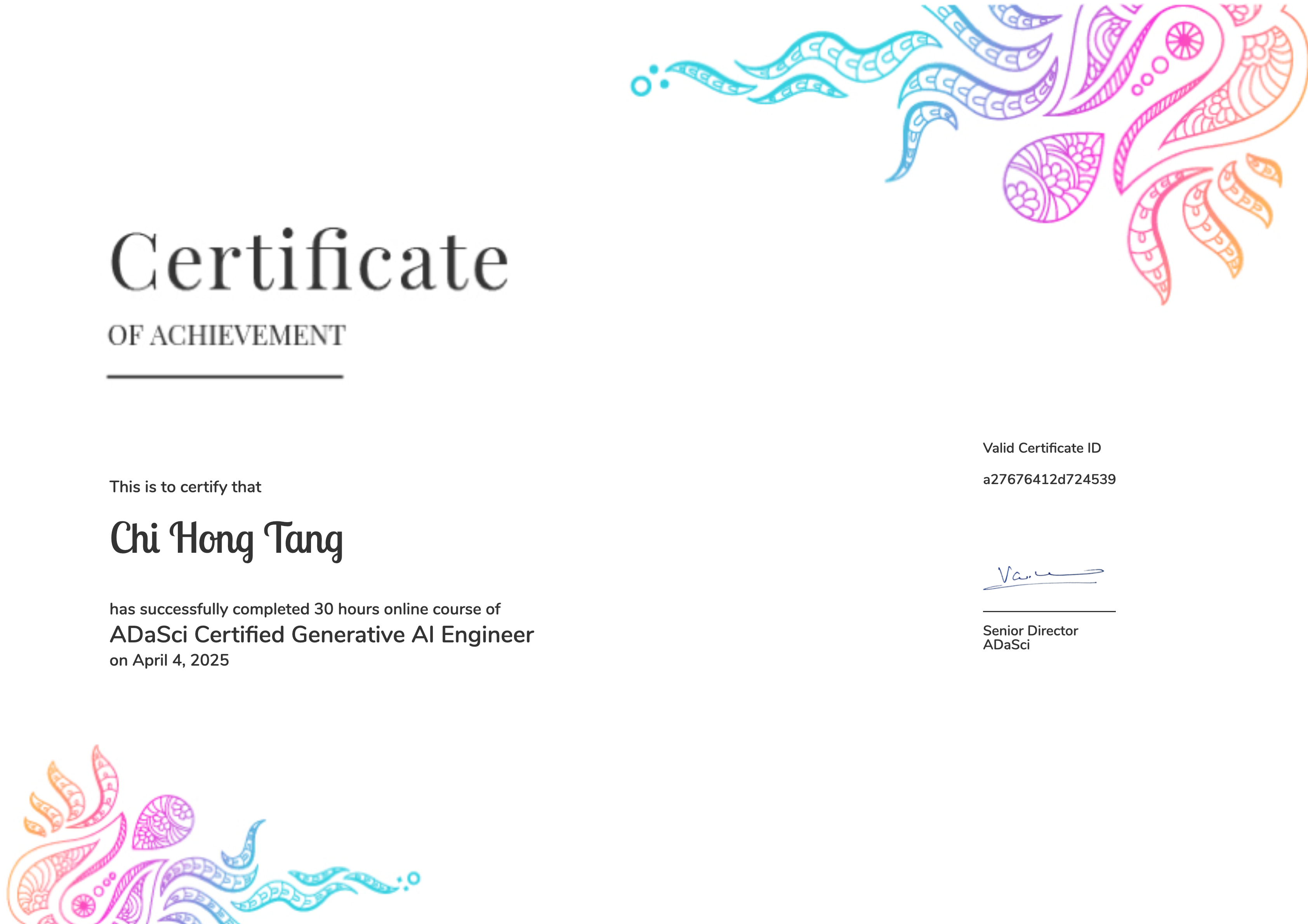 ADaSci Certified Generative AI Engineer